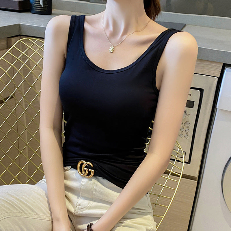 Pure cotton vest women's 2025 summer sleeveless inside and outside wear beautiful back suspender top bottoming shirt cross can be worn outside