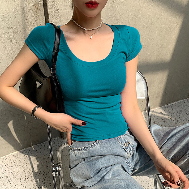 230G pure cotton short-sleeved t-shirt women's 2026 summer new solid color round neck versatile simple bottoming shirt Korean version of women's clothing