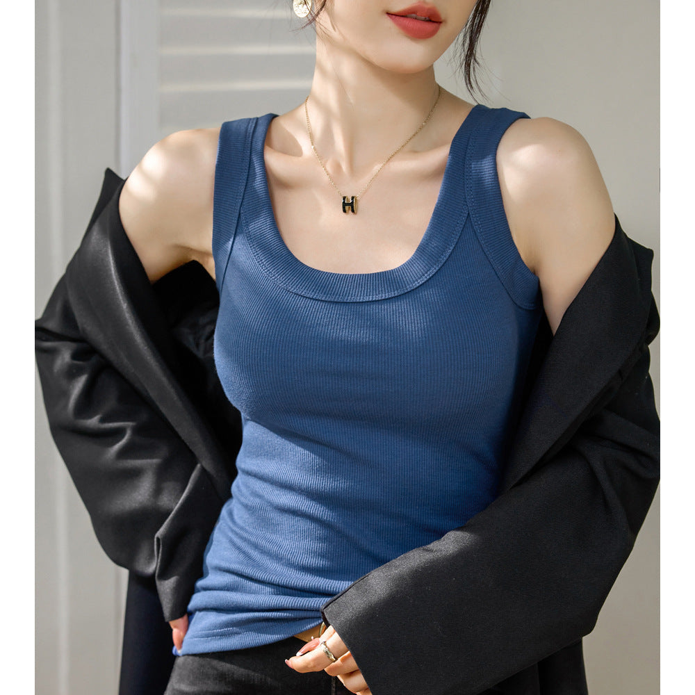 2026 summer new excellent cotton sports sling vest women's outer wear slim fit large size versatile bottom top sleeveless