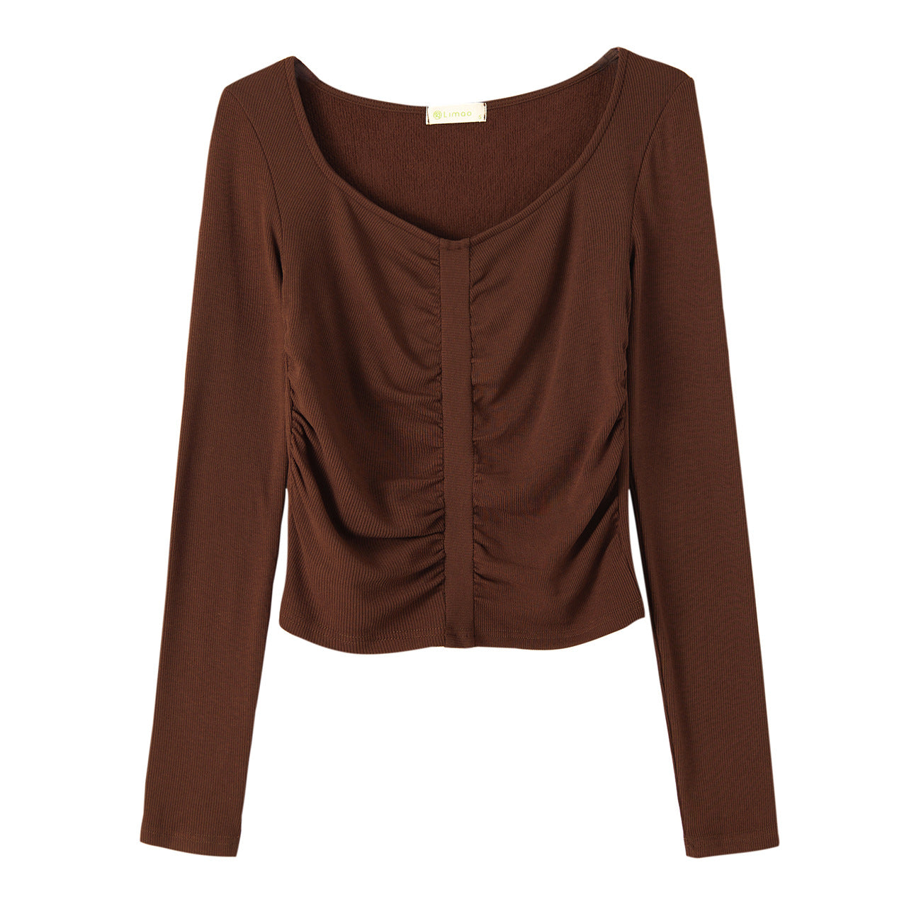 #Ingenuity Screening Products #Thin Velvet Chic Design Sense Pleated Square Neck T-Shirt Women's Long Sleeve 2026 Autumn and Winter New Bottom Shirt