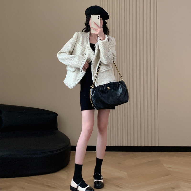 High-end thin striped suspender dress women's summer 2026 new pure cotton short pure desire wind sexy vest skirt