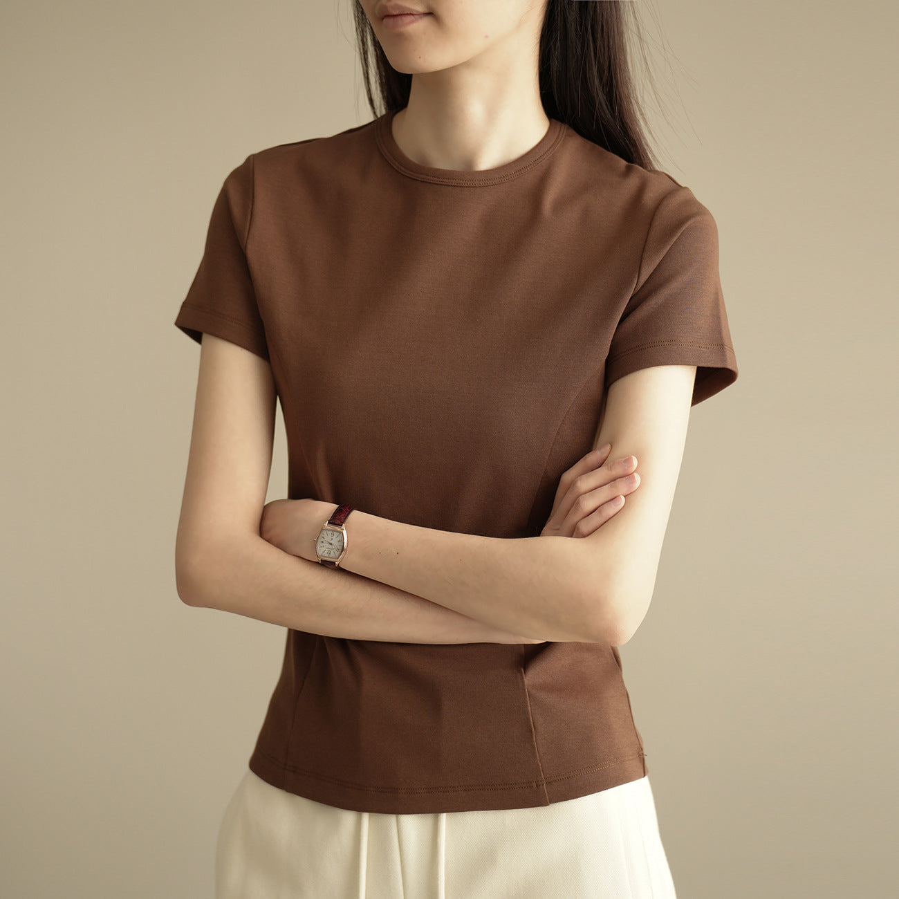 [Selection of excellent cotton] Premium design pure cotton T-shirt women's summer short-sleeved 2026 new slim-fit top bottoming shirt