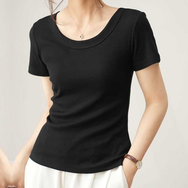 Selection of high-quality cotton bottoming shirt women's short-sleeved T-shirt 2026 summer new slim-fitting and thin round neck versatile t-shirt top