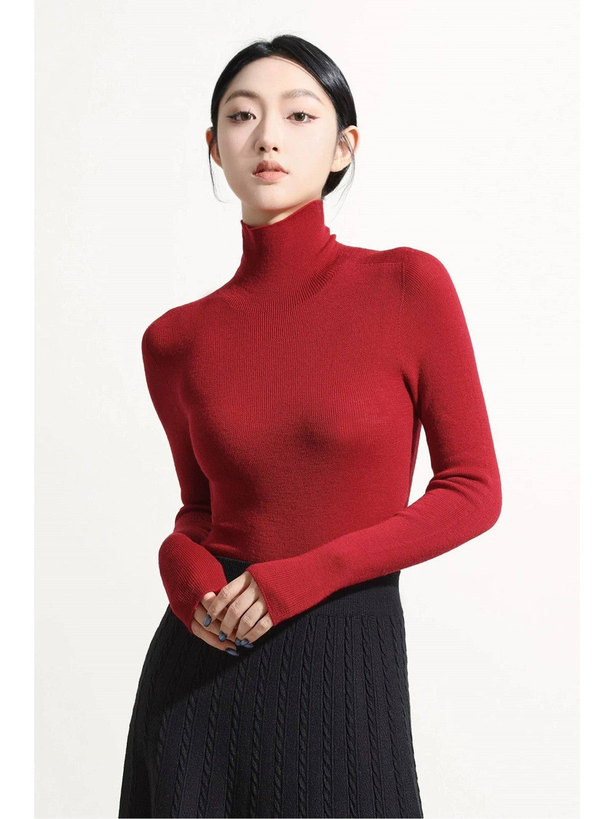IN BLUE 100 wool! Yangzi yarn seamless machine washable fashion bottoming sweater knitted sweater women's sweater