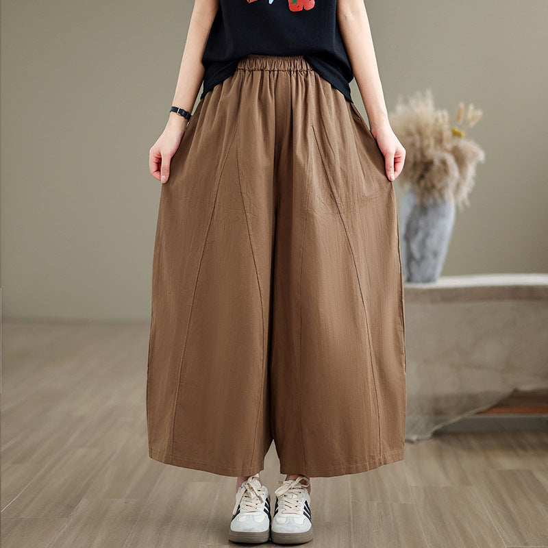 Real shot 2025 summer new Japanese loose wide-leg pants slim three-dimensional large version casual pants women