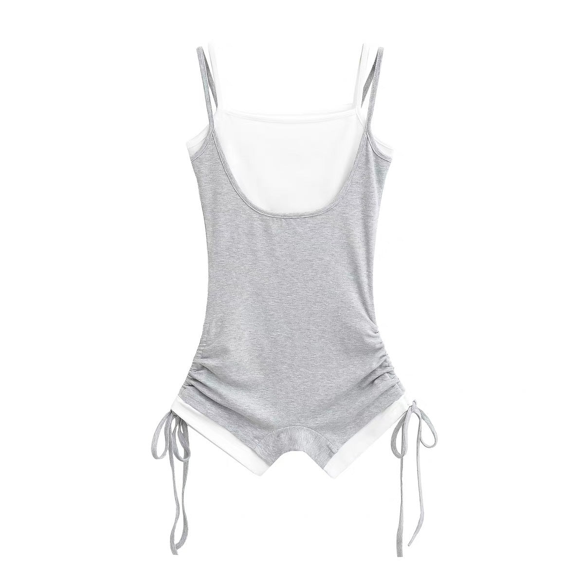 Amazon fake two-piece contrasting suspender jumpsuit summer tight babes pants design high-waisted jumpsuit shorts women