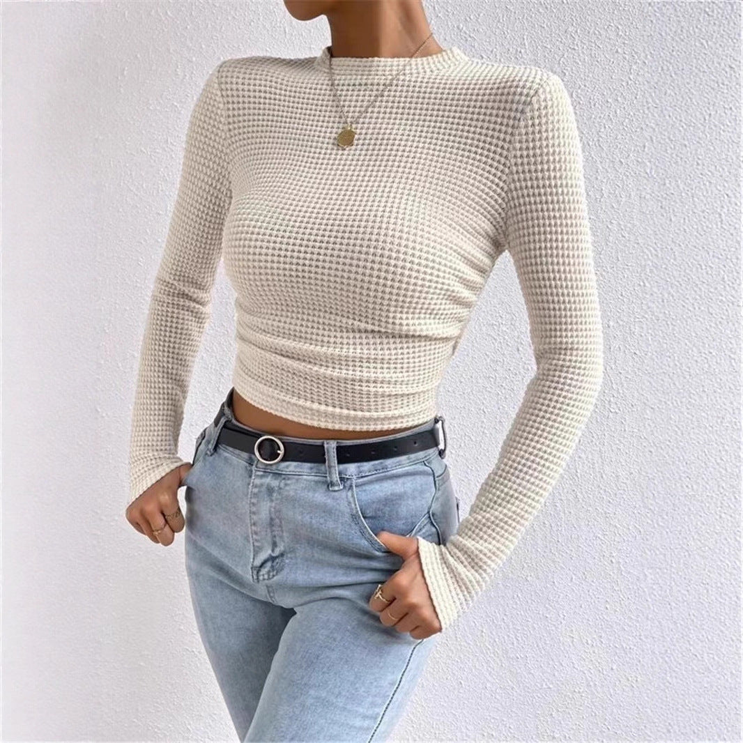 Creative 2025 Autumn Casual Style Japan and Korea Casual Polyester Pullover Crew Neck Slim-fit Women's T-Shirt
