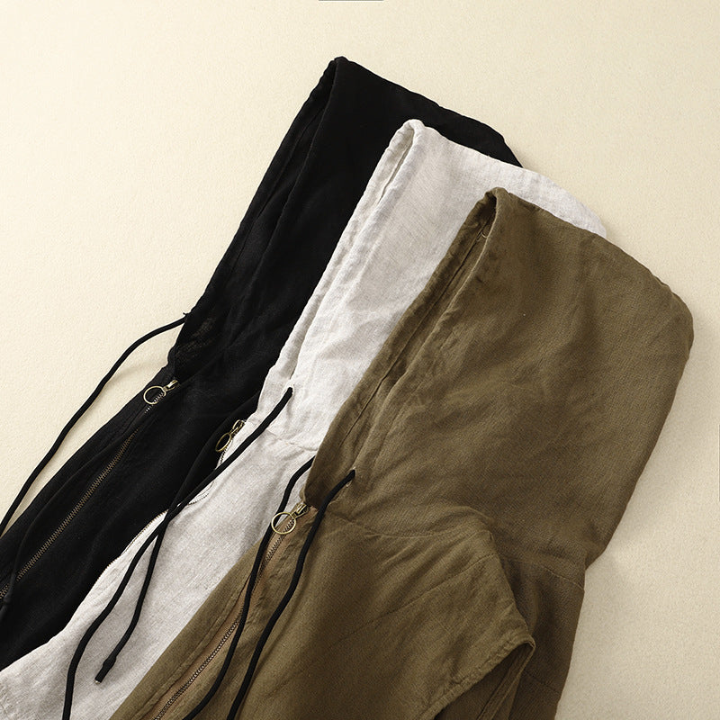 Real shot 2025 spring new literary and retro hooded solid color casual loose sleeveless vest vest vest short coat women