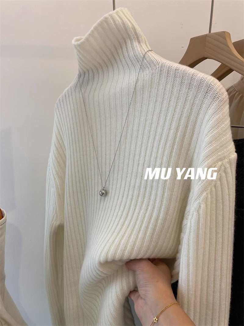 MUYANGA all-wool C-position turtleneck sweater! Thickened pit strips look thin and loose in winter, with a bottomed shirt for women