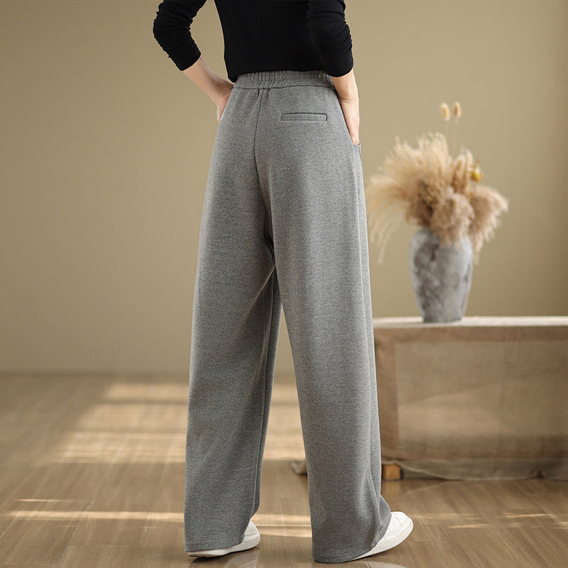 Real shot 2024 autumn and winter new straight high waist loose sweatpants women's thick thin casual trousers #7293