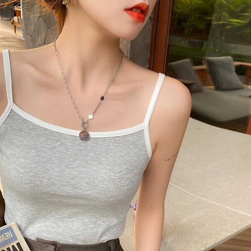 [Use good materials & quality to make high-quality products] Pure cotton striped sling vest for women's summer outer wear 2026 new inner top
