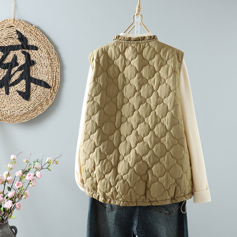 Real shot 2025 new autumn and winter Korean version loose large size retro buckle thickened casual vest women's model