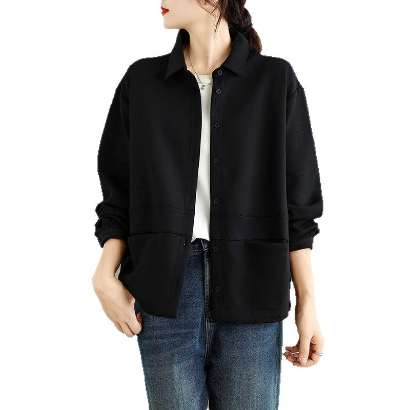 Real shot 2025 autumn new loose casual lapel fashion short coat women