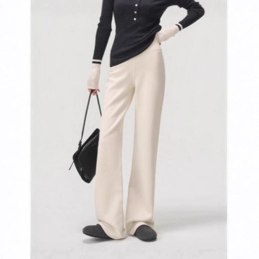 25 thin velvet micro-pull pants women's clothing modal drape high waist and thin integrated velvet warm and velvet casual trousers
