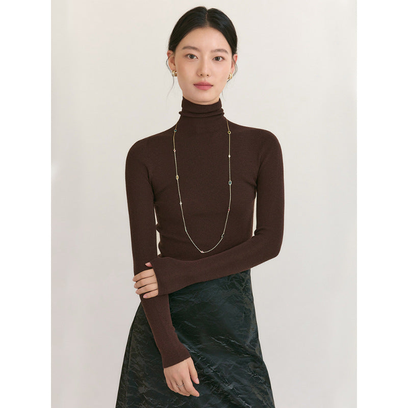 All wool Yangtze yarn seamless integrated knitted sweater high neck slim inner layer skinny knitted base layer women's autumn and winter