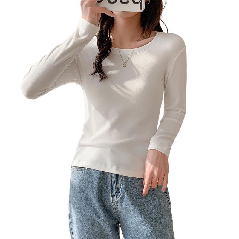 German velvet crew neck bottoming shirt female slim fit versatile autumn and winter new inner top high-end long-sleeved t-shirt small shirt tide