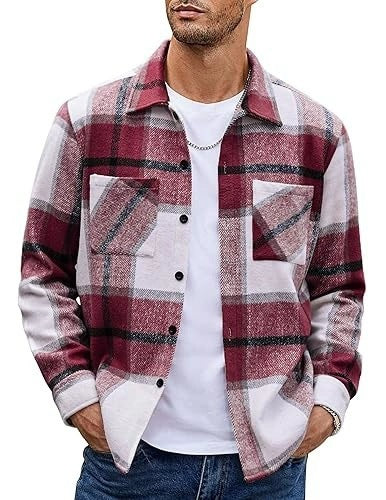 2025 Men's Europe, America, Amazon Express, cross-border new plaid casual long-sleeved shirt jacket casual versatile