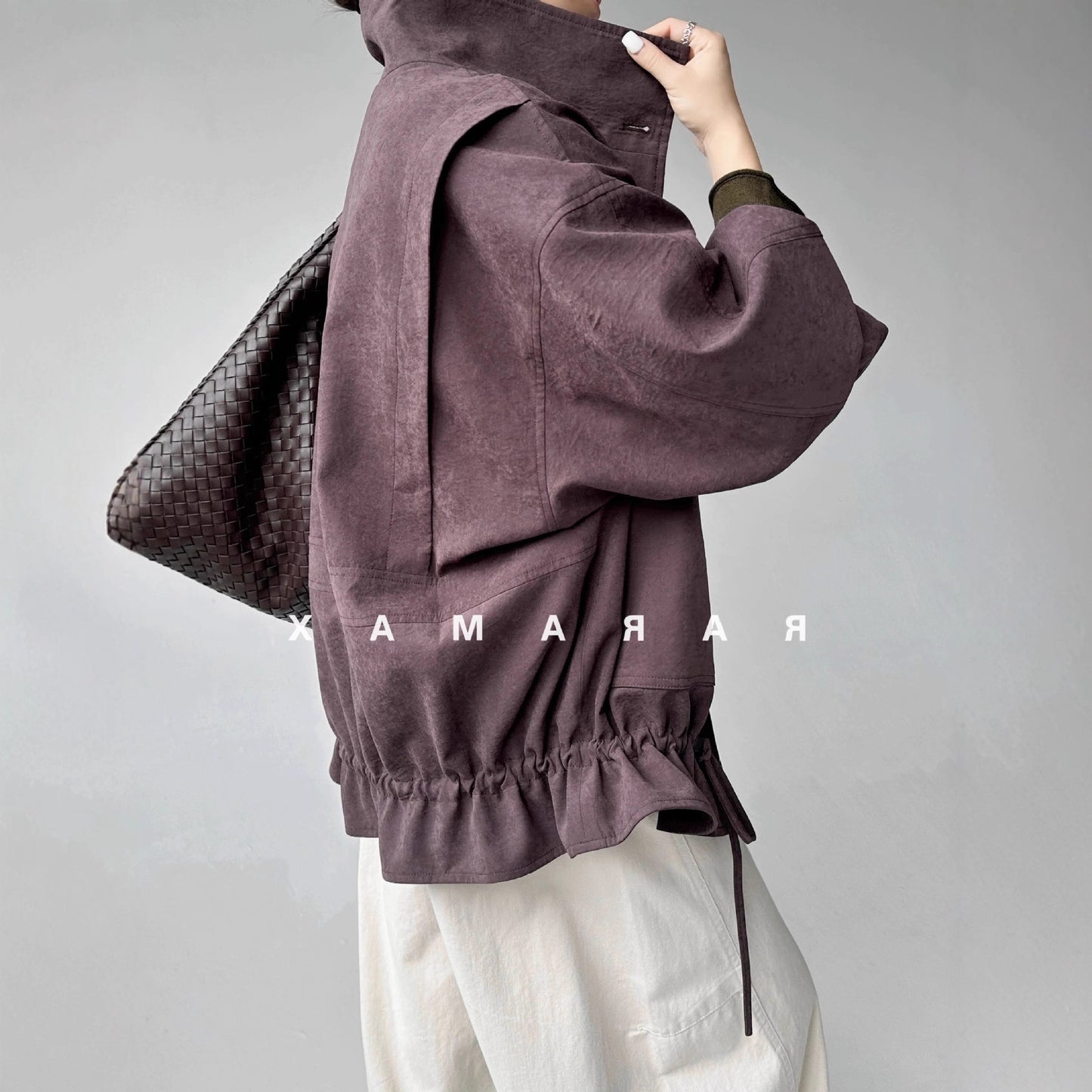 RAPAMAX mist Jiang purple~ mottled soft coke fleece feeling~ retro slack~ bud type, copper ammonia jacket