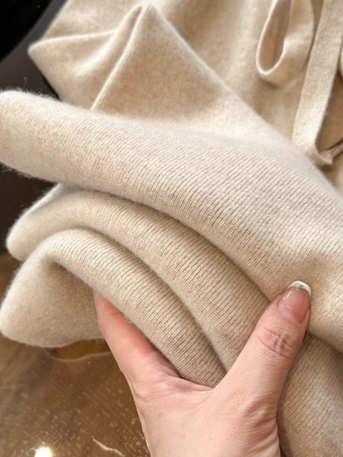 Autumn and winter temperament Australian first-cut wool high-waisted wide-leg pants women's cloud casual soft waxy wool straight trousers