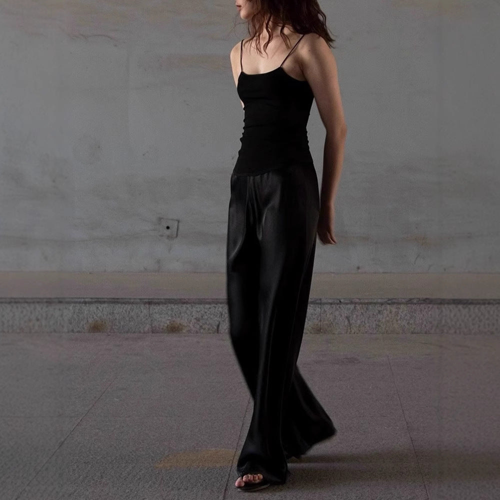 Drop Satin Triacetic Acid Wide Leg Pants Women's Suit Pants Mopping Casual Pants Straight Pants Extended Air God Pants