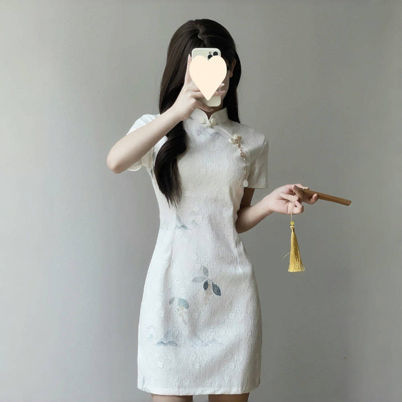 New Chinese cheongsam new 2025 improved version young girl small summer new beautiful dress