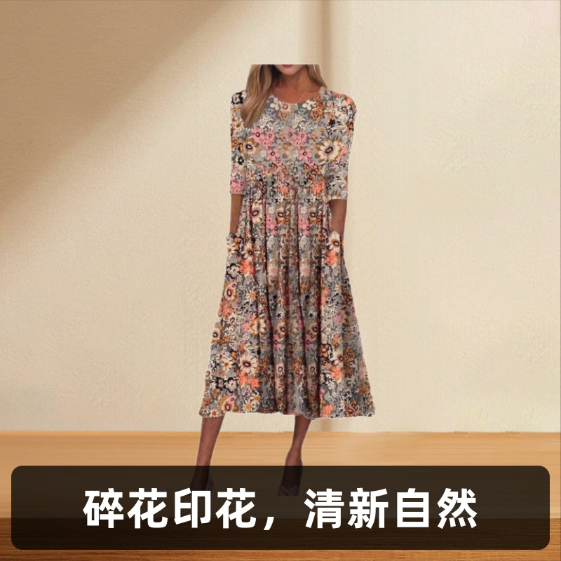 2025 cross-border Amazon independent station women's new skirt summer fashion floral print with pocket dress