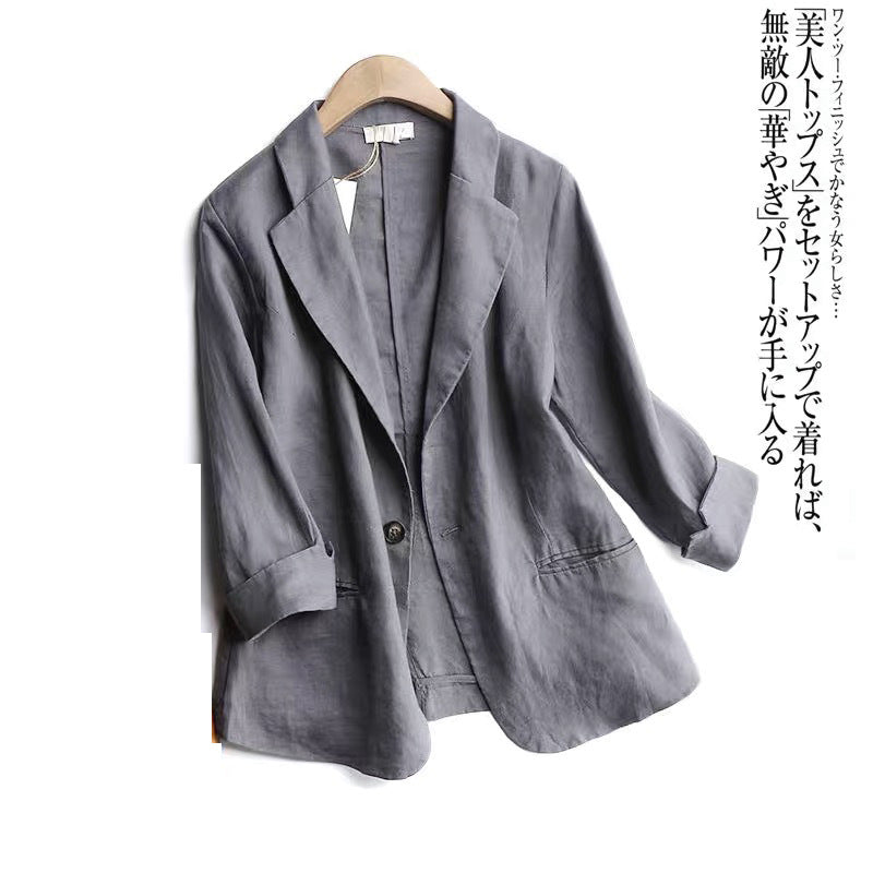2025 spring new literary large size loose solid color long sleeve small suit suit jacket women 6066 #