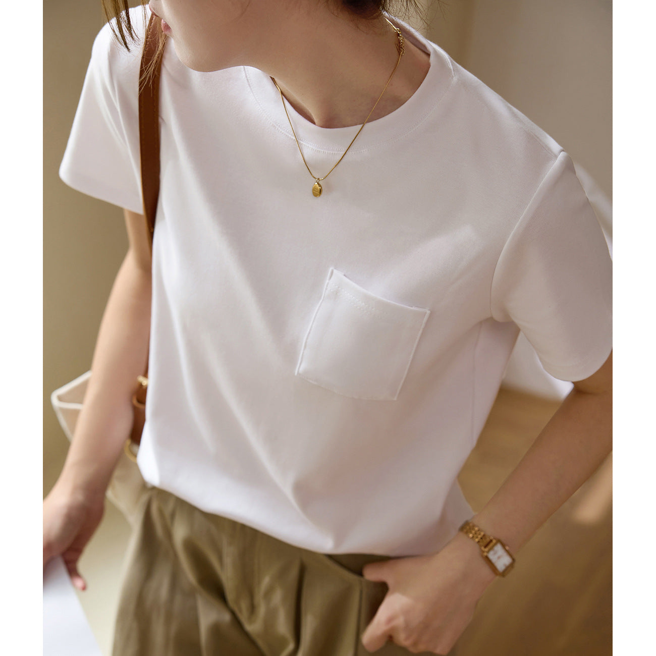 [High quality] Combed cotton T-shirt women's casual loose 2026 summer new versatile short-sleeved top shirt