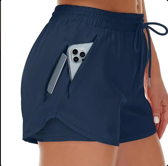 Amazon cross-border 2025 women's 5-inch sports running shorts quick-drying lightweight fitness belt zipper quick-drying