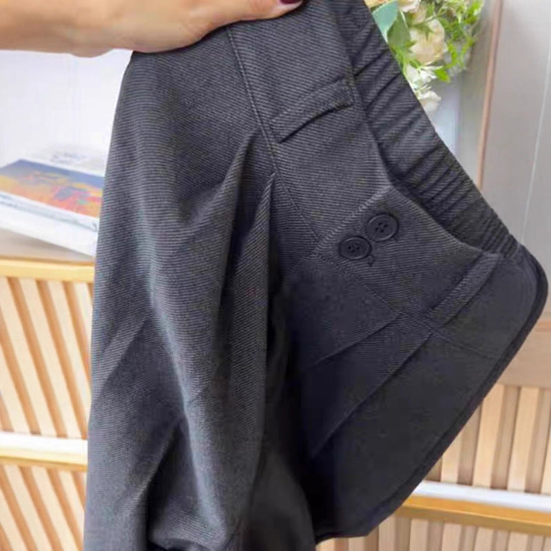 Today's dress recommendation! European loose straight woolen casual trousers autumn and winter gray woolen wide-leg trousers women