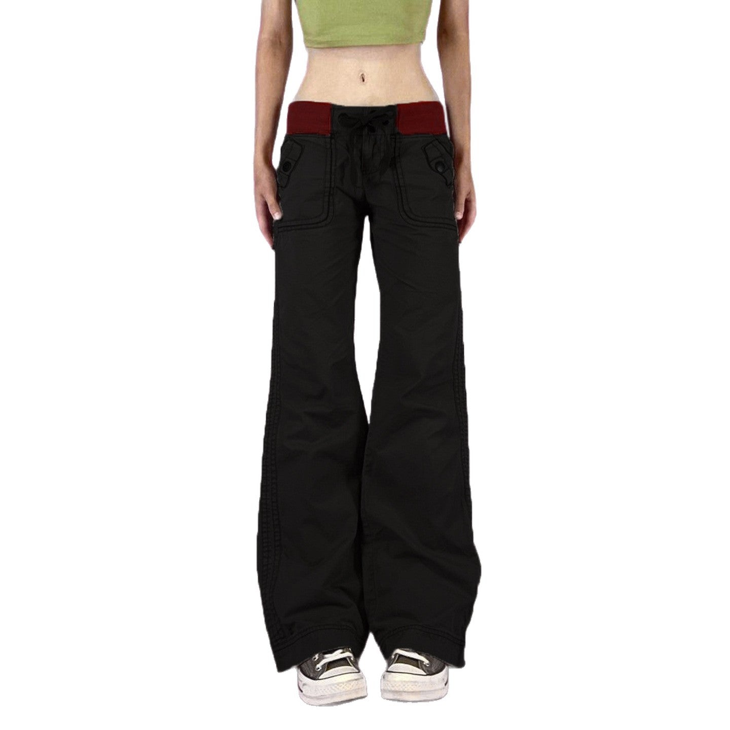 Love cloth forget American street retro pocket contrasting color threaded low-rise jeans functional wind tooling casual trousers