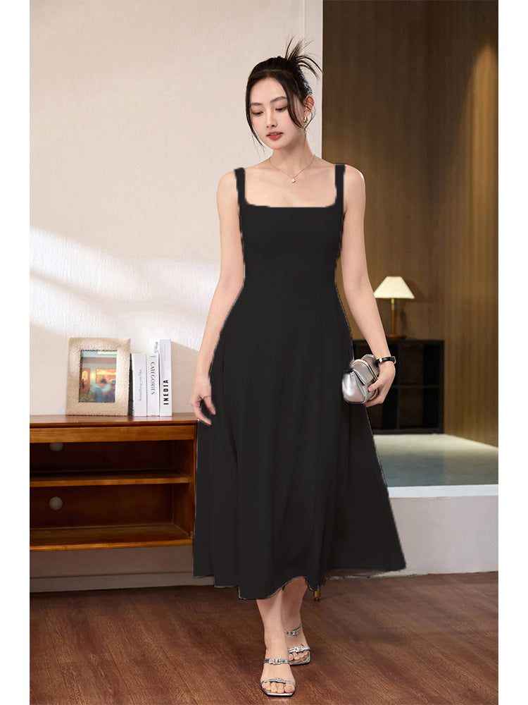 Spring Girl Wind~ Acetic Acid Mess French Temperament Celebrity Royal Sister Wind Suspender Dress Long Gentle Commuter