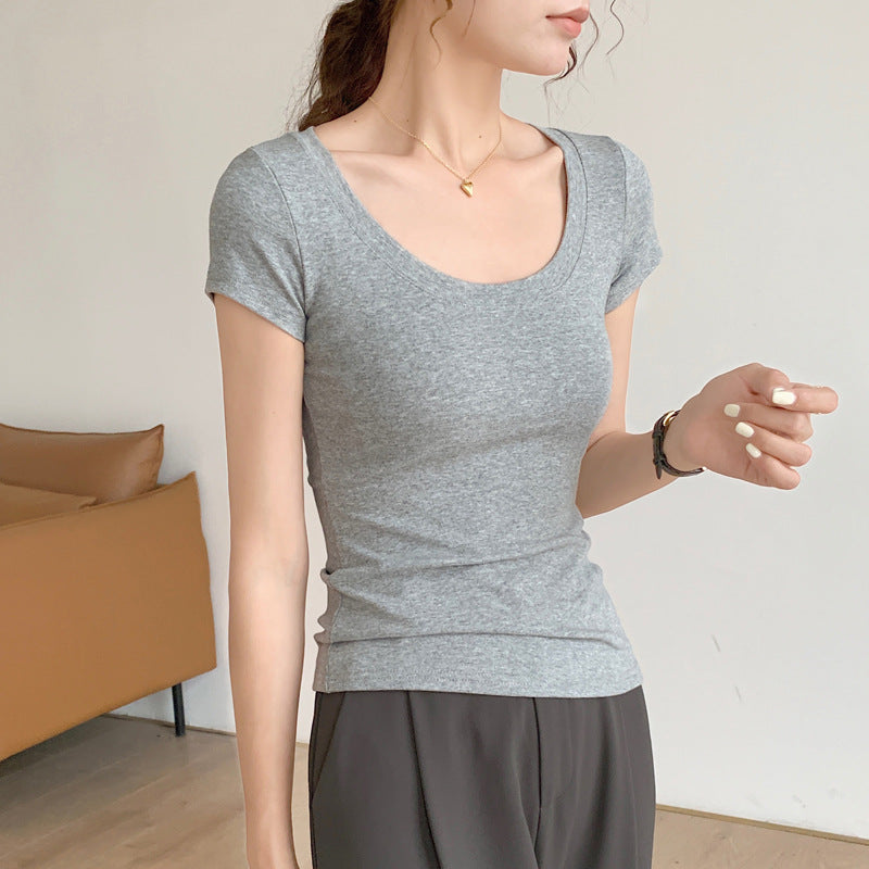230G pure cotton short-sleeved t-shirt women's 2026 summer new solid color round neck versatile simple bottoming shirt Korean version of women's clothing