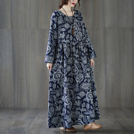 The real shot will be in the autumn of 2024. The new literary large-size fat MM fattened and enlarged printed long-sleeved dress is female #8956.