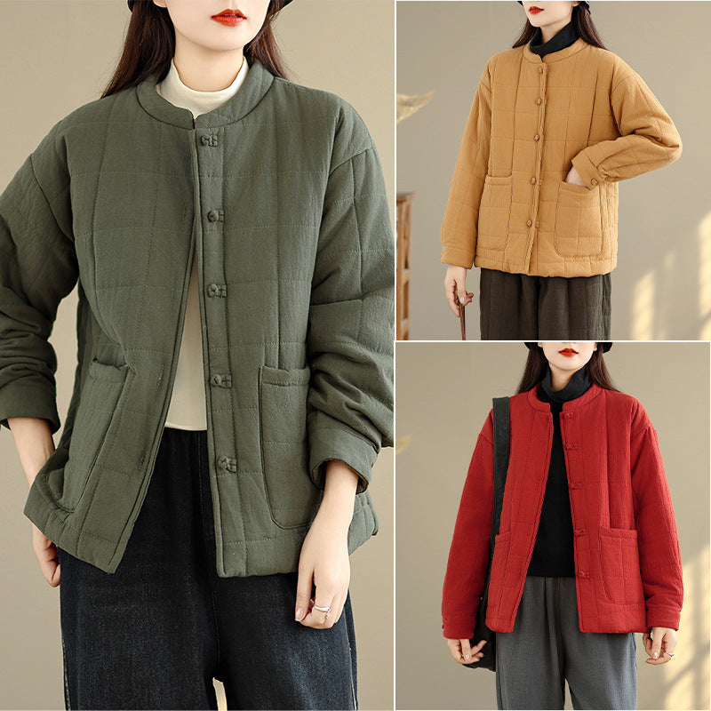 In the winter of 2025, the new padded jacket padded clothing is literary, loose and casual, personalized women's short padded clothing women