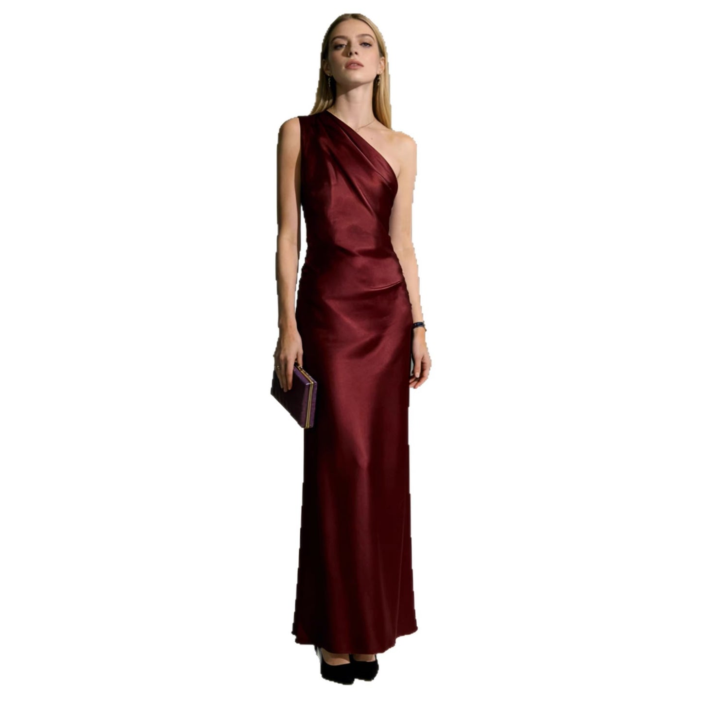 Haute couture seaside vacation wedding party Muse acetate satin gloss shoulder halter dress sexy dress