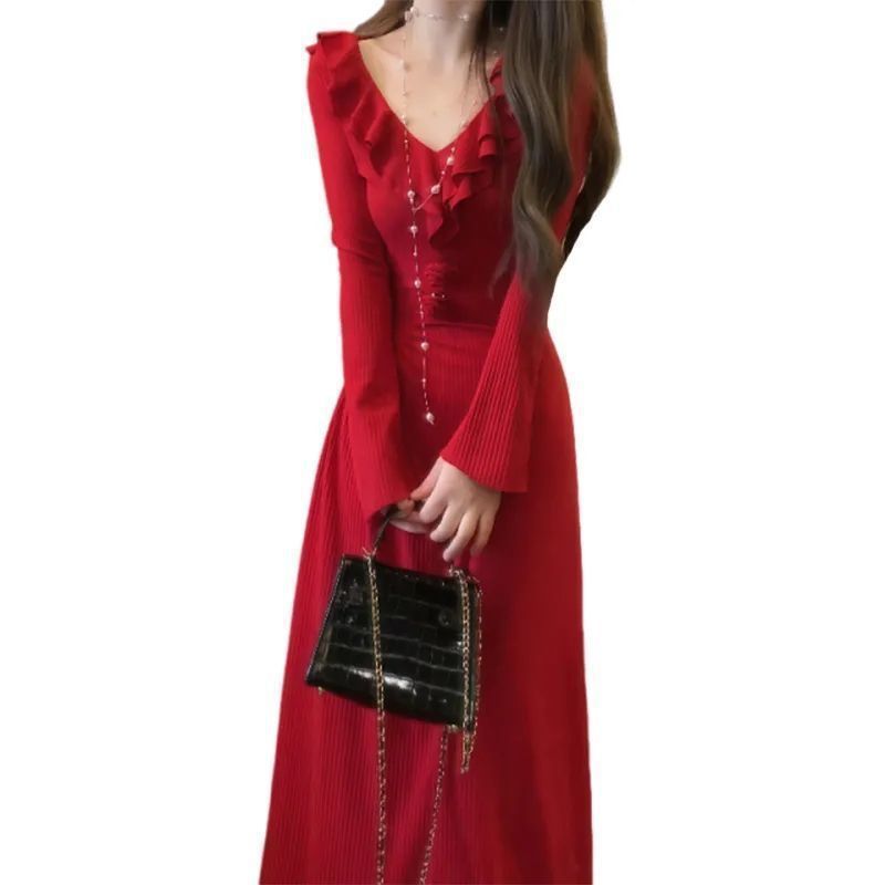 New Year's Eve shirt, red fashion dress, children's autumn and winter 2026 new coat with base and long dress