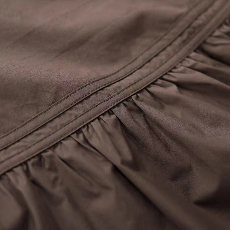 2025 spring new literary loose splicing solid color round neck long-sleeved T-shirt women's lace-up doll shirt top 6232 #