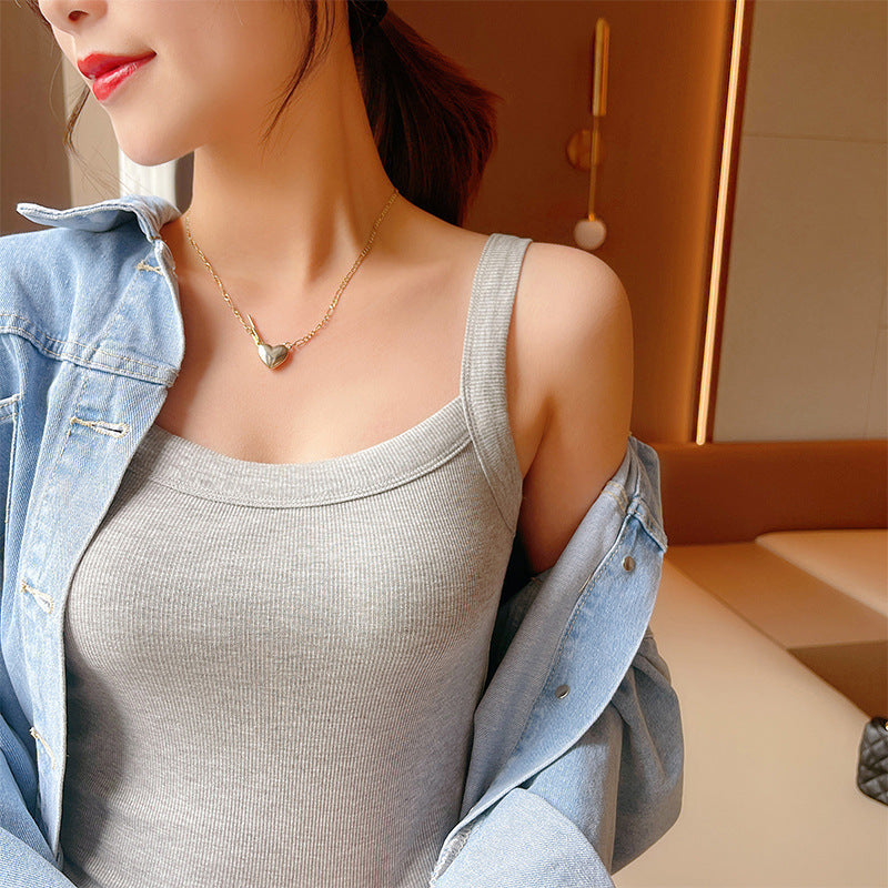 Selection of high-elastic threaded sling vest for women's summer 2026 new anti-light cover breasts with bottom top