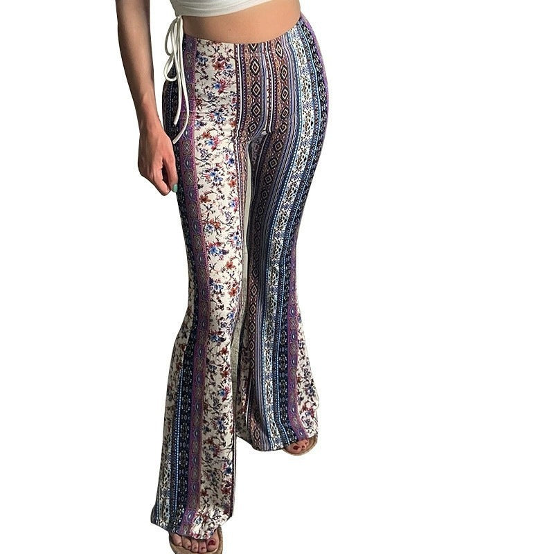 2025 spring and autumn Amazon wish speed sale Bohemian high elastic tight micro pull sexy casual pants women