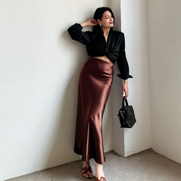 Mopping the floor and lengthening the tall man's spring 2025 import of Japanese triacetic acid and ankle primer A-shaped fishtail skirt