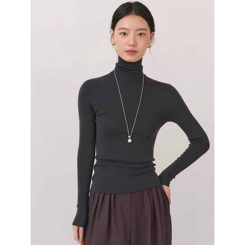 All wool Yangtze yarn seamless integrated knitted sweater high neck slim inner layer skinny knitted base layer women's autumn and winter