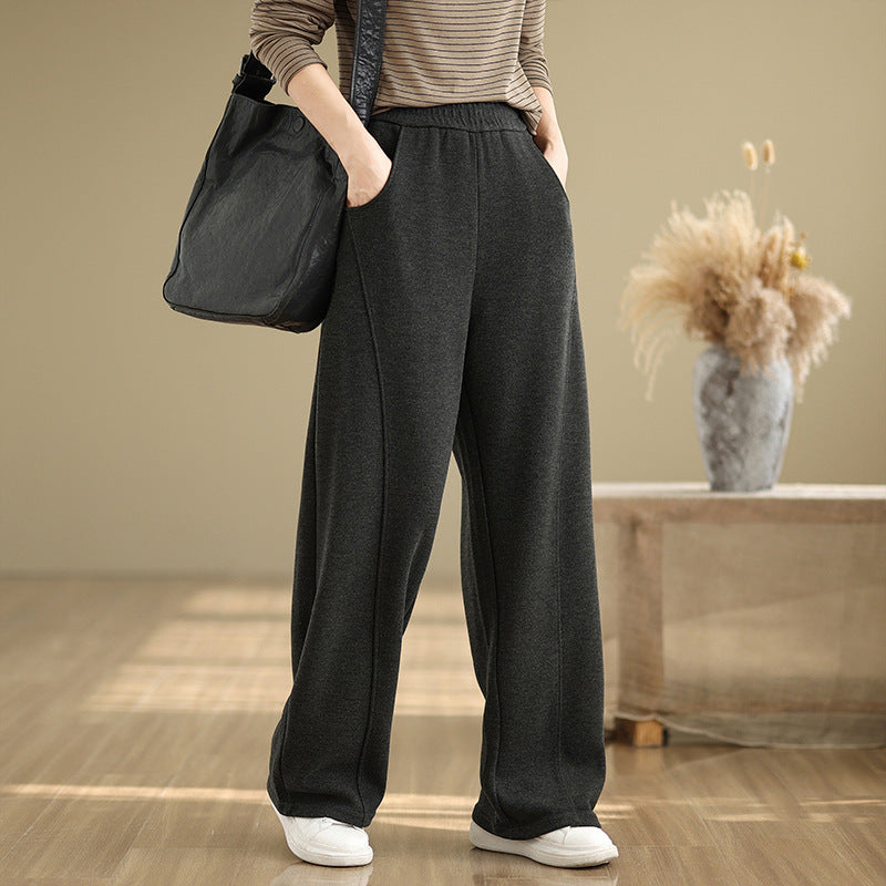 Real shot 2024 autumn and winter new straight high waist loose sweatpants women's thick thin casual trousers #7293