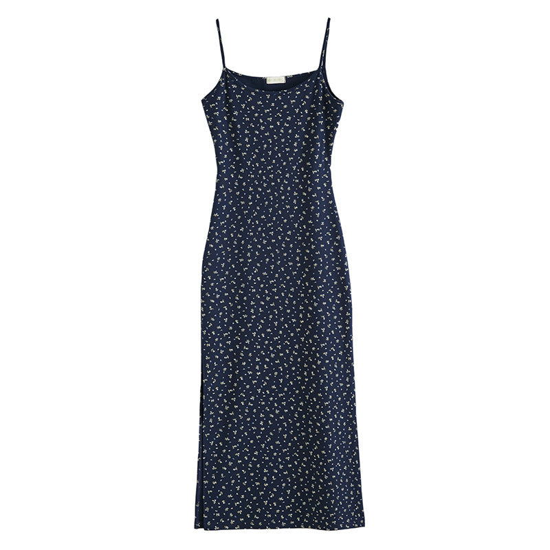 #260G combed pure cotton #floral U-neck suspender dress women's summer 2026 new slit sexy and thin dress