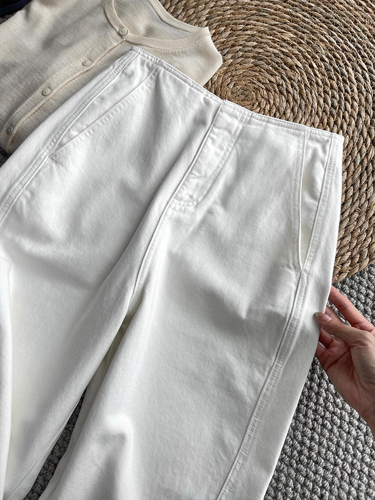 Treasure pants, huge and thin! Imported sickle jeans women's early autumn cocoon-shaped high-waisted and thin nine-point pants