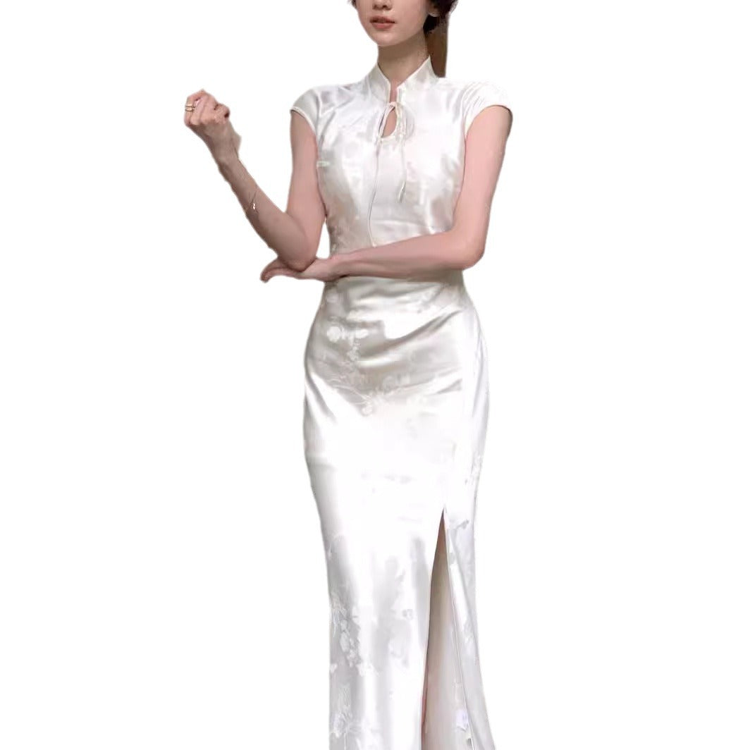 Haute couture clothing new Chinese 2025 retro improved cheongsam dress women's summer split hip skirt thin spring and summer models