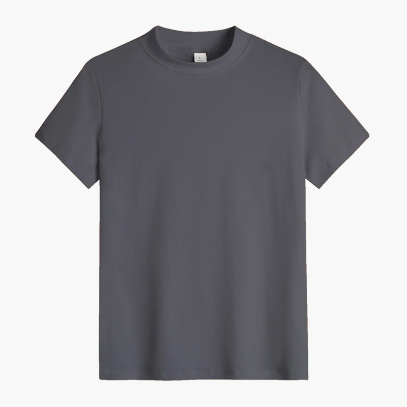 Short-sleeved T-shirt women's summer ins trendy Hong Kong style solid color semi-turtleneck base shirt skinny cropped top slim fit