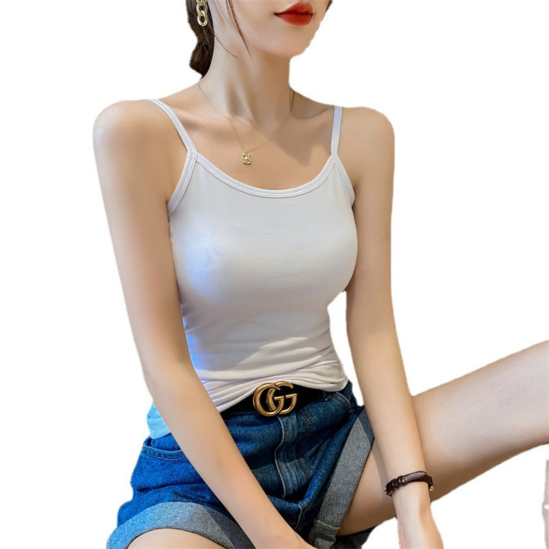 Black and white small suspenders, pure cotton inner with beautiful back and bottom vest, women's summer thin outer top, trendy and can be worn outside