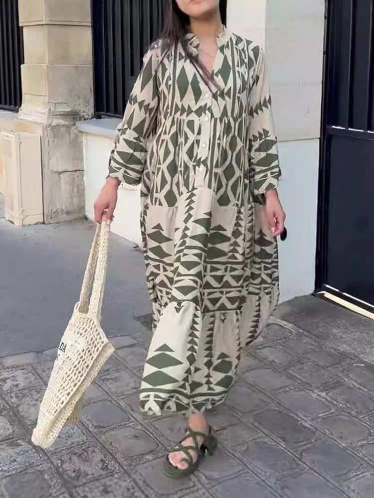 2025 Cross-border Europe, America, Amazon, large size women's shirt collar elegant loose shirt bohemian dress