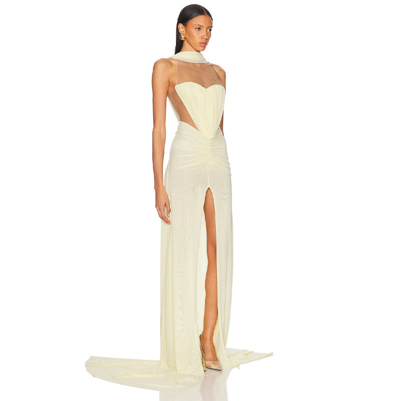 New cross-border European and American style star same style photo banquet evening dress with high slit high slit sexy long dress